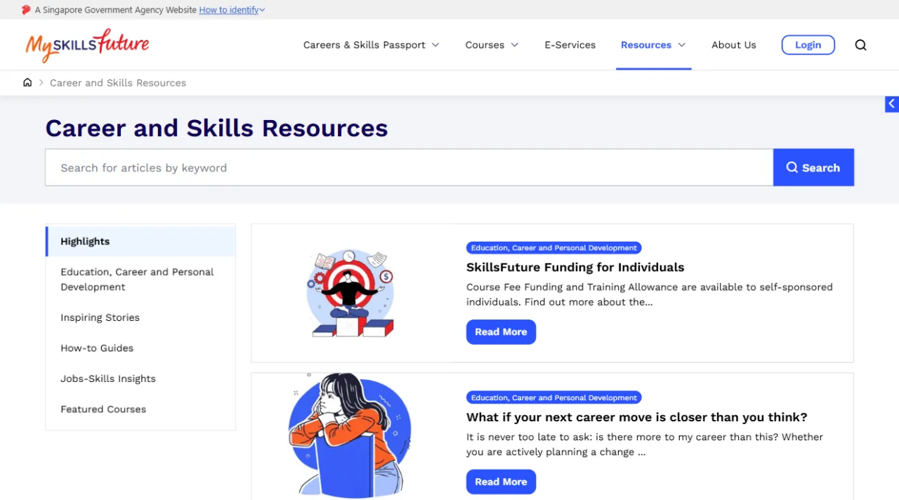 Careers and Skills Passport screen