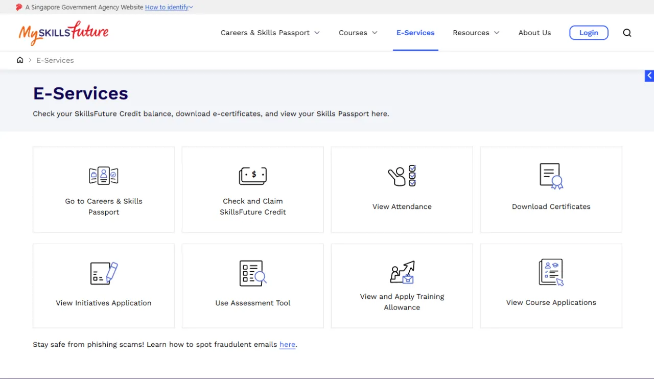 E-services and credit claim entry points